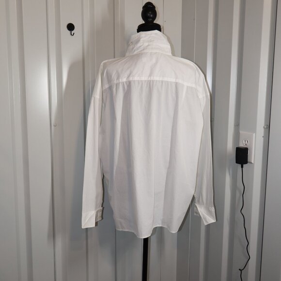 Closed Women's Crisp White Button Up Shirt Boxy Cropped Oversized Size Small - Picture 3 of 10